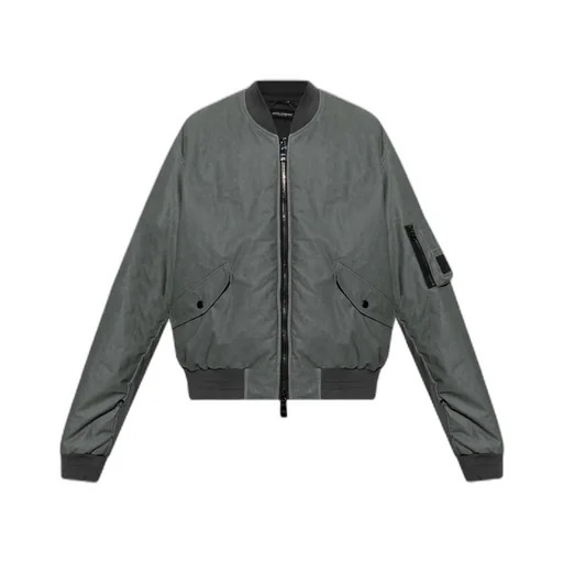 Logo Patch Zipped Bomber Jacket