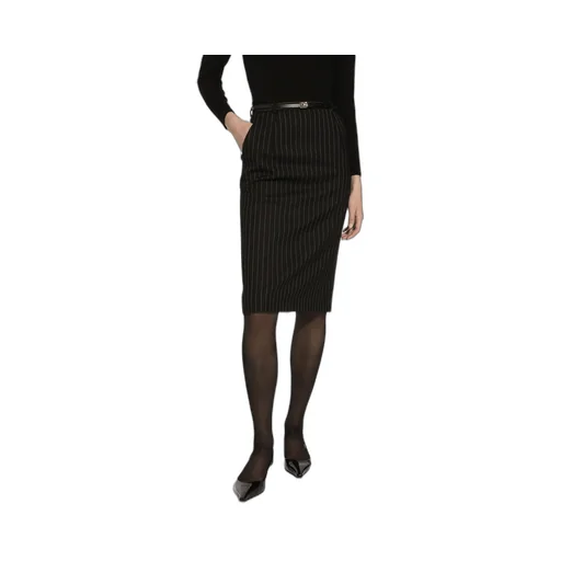 Pinstripe Calf-Length Skirt