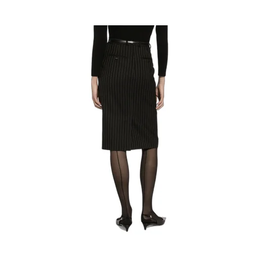 Pinstripe Calf-Length Skirt