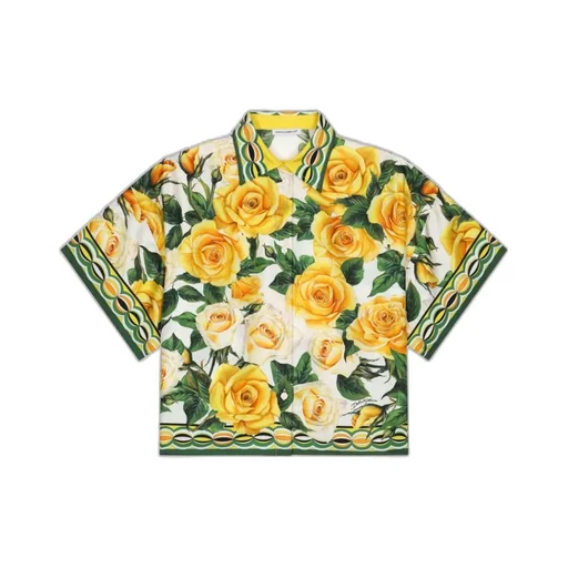 Rose-Print Silk Shirt