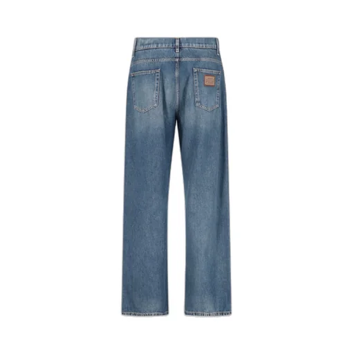 Logo Plaque Straight Leg Jeans