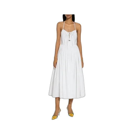 Logo Plaque Drawstring Midi Dress