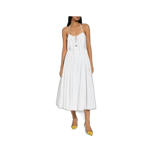 Logo Plaque Drawstring Midi Dress