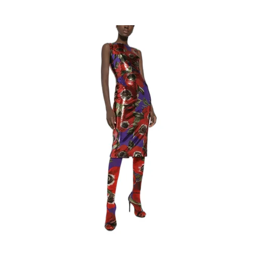 Anemone Printed Sequinned Sleeveless Dress