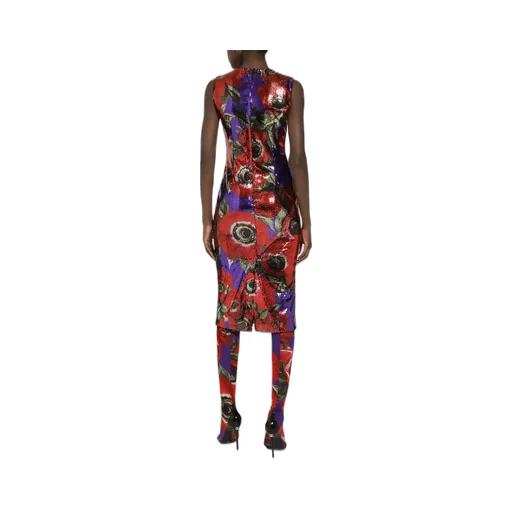 Anemone Printed Sequinned Sleeveless Dress