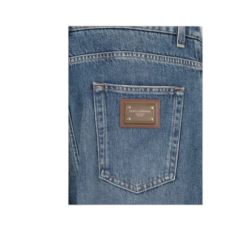 Logo Plaque Straight Leg Jeans