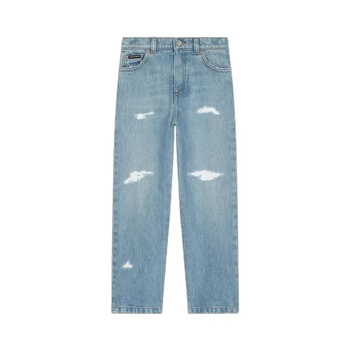 Logo Plaque Distressed Jeans