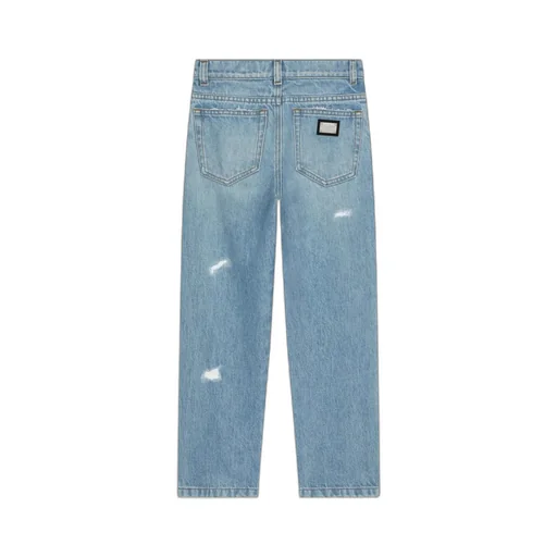 Logo Plaque Distressed Jeans