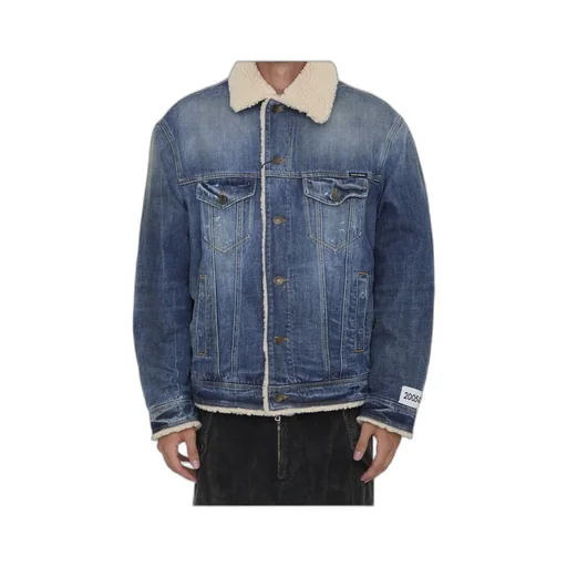 Distressed Denim Teddy Jacket