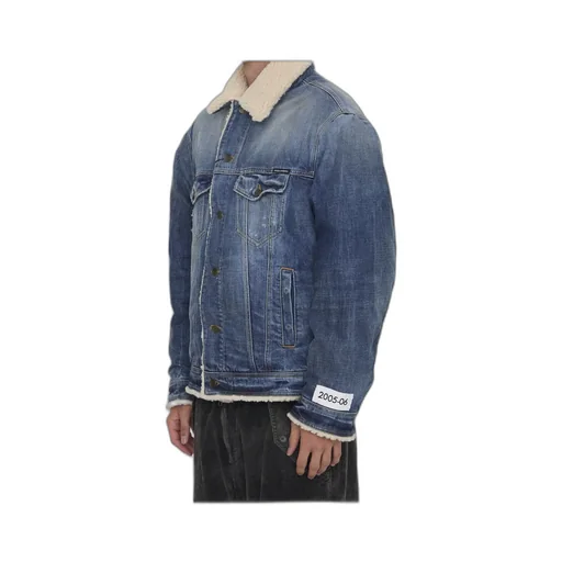 Distressed Denim Teddy Jacket