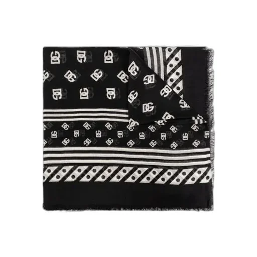 Logo Printed Frayed Edge Scarf