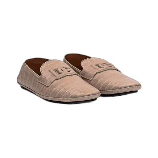 Dg Logo Embossed Almond Toe Loafers