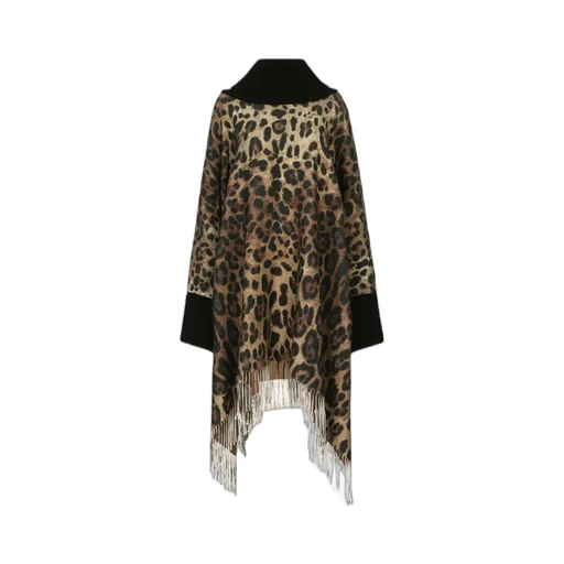 Leopard Printed Fringed Poncho