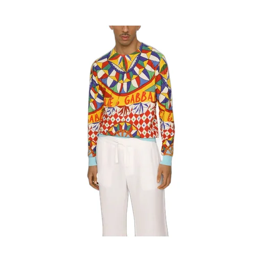 Geometric-Printed Crewneck T-Shirt