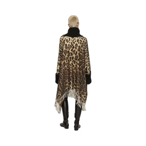 Leopard Printed Fringed Poncho