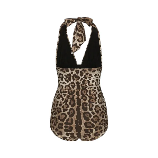 Leopard-Printed V-Neck Swimsuit