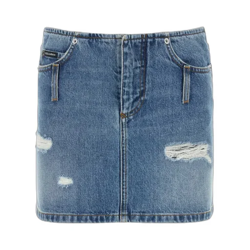 Distressed Mini Denim Skirt