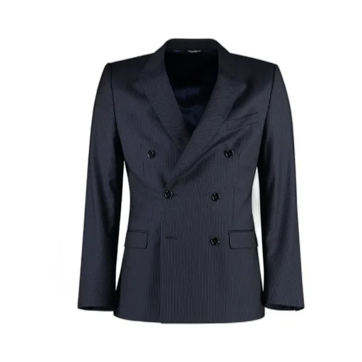 Pinstriped Double-Breasted Tailored Suit