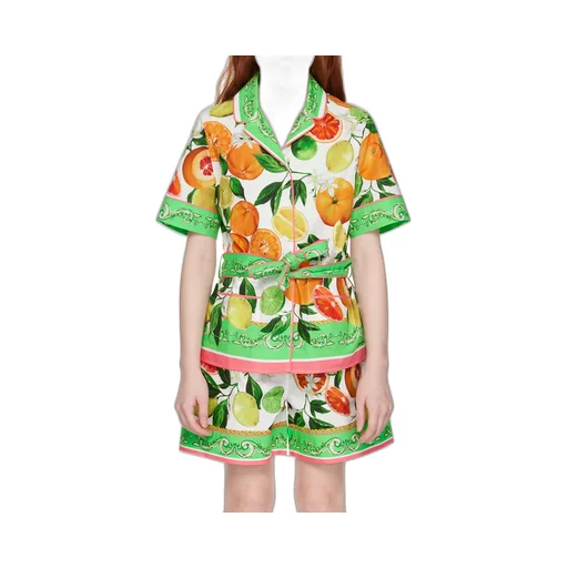 Lemon & Orange-Print Cotton Shirt