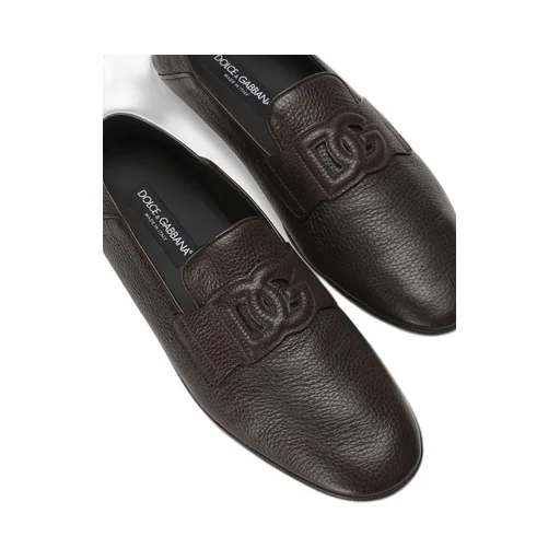 Logo Embossed Round Toe Loafers