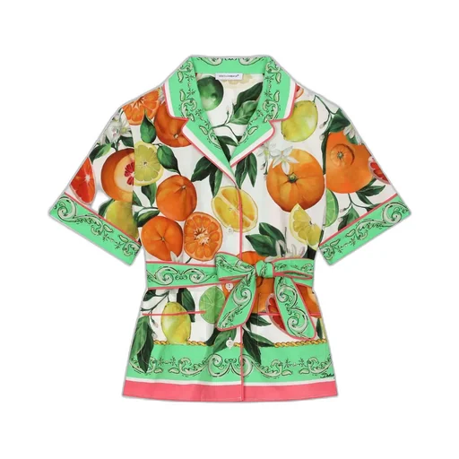 Lemon & Orange-Print Cotton Shirt
