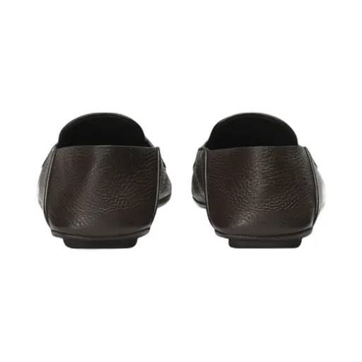 Logo Embossed Round Toe Loafers