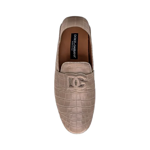 Dg Logo Embossed Almond Toe Loafers