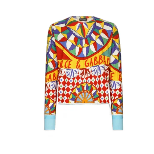 Geometric-Printed Crewneck T-Shirt