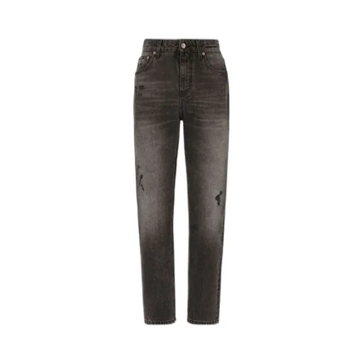 High-Waisted Distressed Jeans