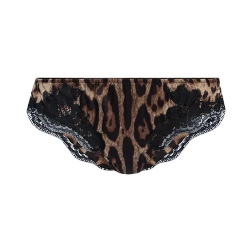 Leopard Printed Lace-Detailed Briefs