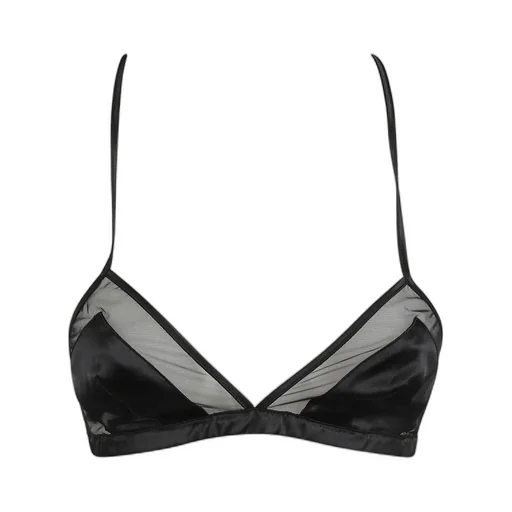 Panelled Tulle Satin Bra