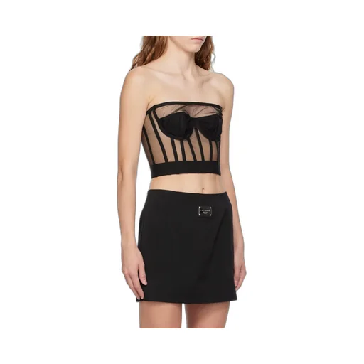 Boned-Bodice Cropped Tank Top