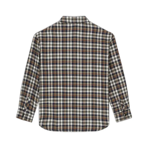 Logo Plaque Checked Cotton Shirt