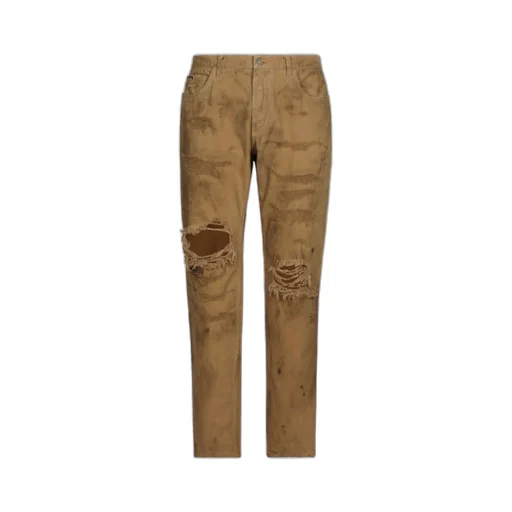 Distressed Straight-Leg Jeans