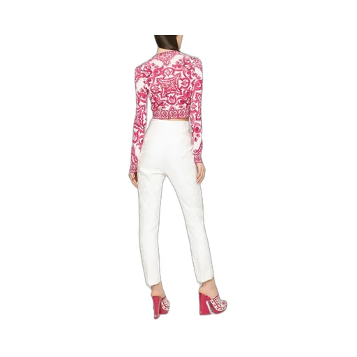 Majolica-Printed Cropped Jumper