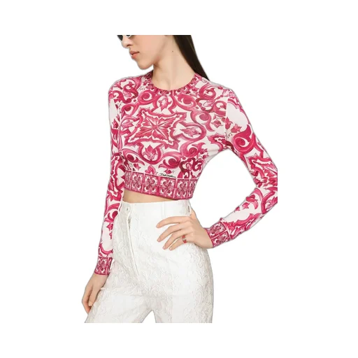 Majolica-Printed Cropped Jumper