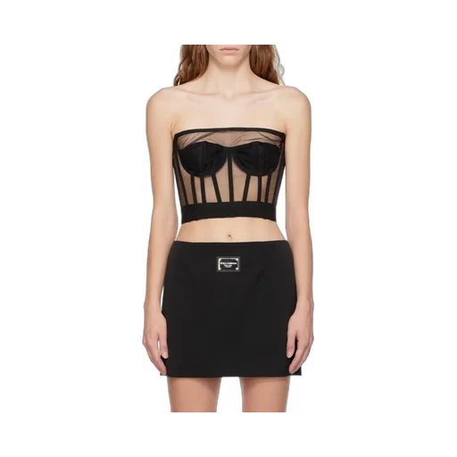 Boned-Bodice Cropped Tank Top
