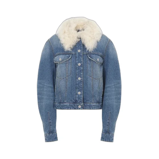 Shearling-Collar Denim Jacket