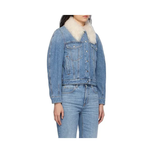 Shearling-Collar Denim Jacket
