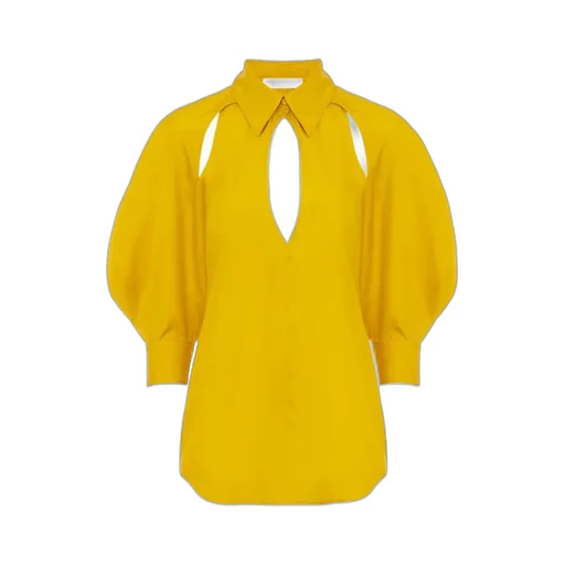 Open-Shoulder Silk Blouse