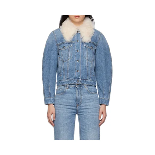 Shearling-Collar Denim Jacket