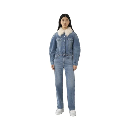 Shearling-Collar Denim Jacket