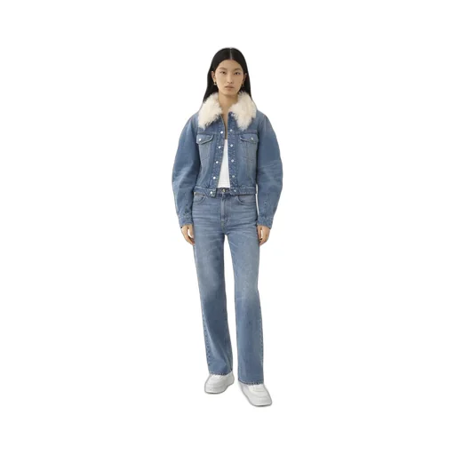 Shearling-Collar Denim Jacket