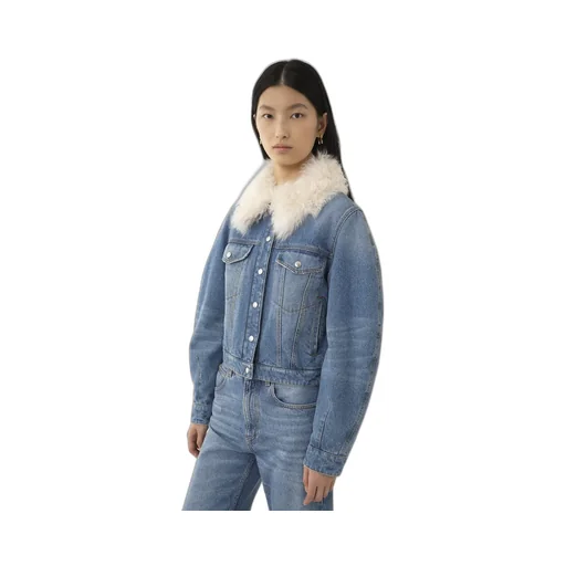 Shearling-Collar Denim Jacket