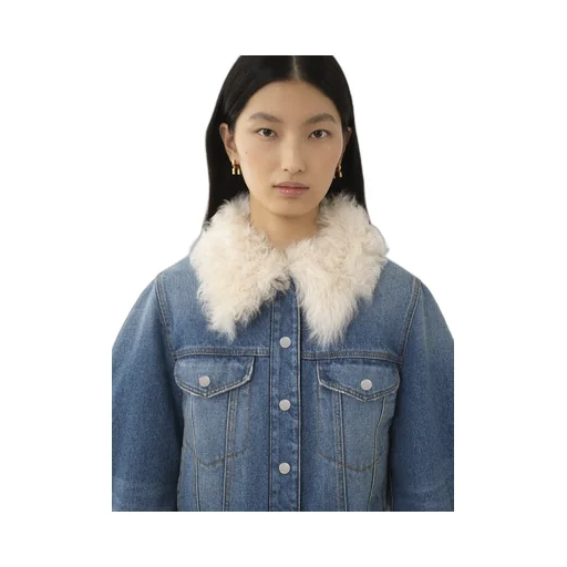 Shearling-Collar Denim Jacket