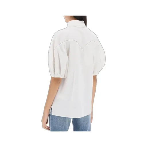 Collared Balloon-Sleeved Blouse