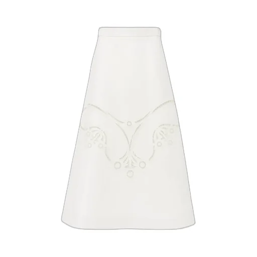 Embroidered High-Waisted Midi Skirt