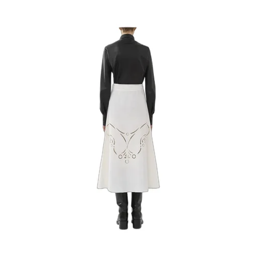 Embroidered High-Waisted Midi Skirt