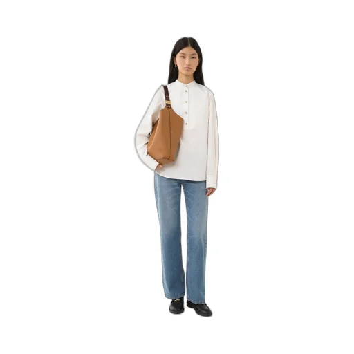Band Collar Long-Sleeved Shirt