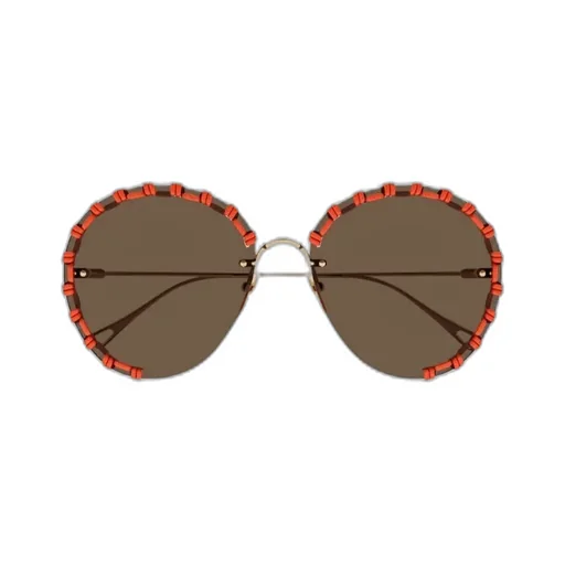Stitching-Detail Round-Frame Sunglasses